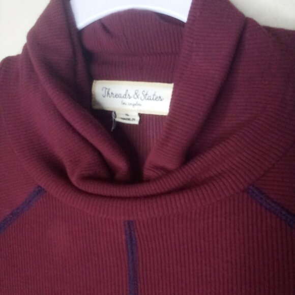 Threads & States Dress S Women Long Sleeve Turtle Neck Textured Red Maroon - Picture 6 of 16